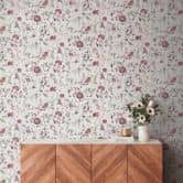 Florale Tapete Blumen Aquarell - Vliestapete in Lila Grün Beige - Romantische Blumentapete 