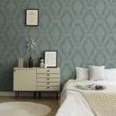 Barok decoratief muntzilver behang - Vliesbehang met reliëf - klassiek patroonbehang 