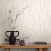 Papier peint mural intissé Skandi - structure lin dans les tons naturels & gris 