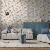 Vlies Tapete floral - feines Streifenmuster in Naturton & Greige 