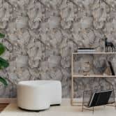 Papier peint marbré Gris Beige Or - Papier peint intissé aux accents métalliques moderne 