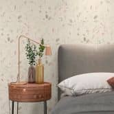 Papier peint fleurs des champs rose beige blanc - papier peint intissé avec motif floral aquarelle 
