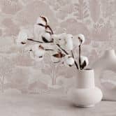 Papier peint paysage crème taupe - Papier peint intissé illustré avec motif naturel 