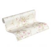 Blumentapete mit Rosen, creme, grün, rosa, Vliestapete floral klassisch von A.S. Création 