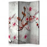 Paravent, Raumteiler freistehend, Trennwand - Konkrete Orchidee, 3-teilig - 135x172 cm 