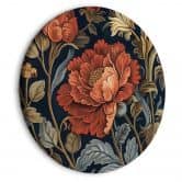 Rundes Leinwandbild Retro Blumenmuster im Kelim-Sti 