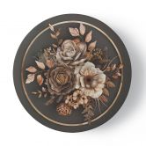 Rundes Leinwandbild Beige Blumen und Blätter 