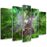 5-delige canvas print, Boeddha Mandala Nature Green 