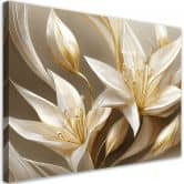 Leinwandbild, Lilien in Gold 
