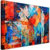 Leinwandbild, Bunte Handgemalt Abstrakt 3D 