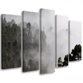Leinwandbild 5 teilig, Wald im Nebel 
