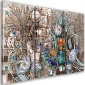 Leinwandbild 3 teilig, Ägyptische Hieroglyphen und Skarabäen 