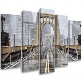 Leinwandbild 5 teilig, Brooklyn Bridge in New York 