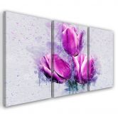 3-delige canvas print, Tulpen Bloemen Roze 