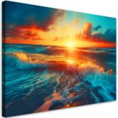 Leinwandbild, Sonnenuntergang und Meereswellen 