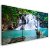 3-delige canvas print, waterval berg bos natuur 