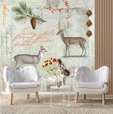 Fototapete, Hirsche Abstrakt Hintergrund Shabby Chic Stil - Andrea Haase 