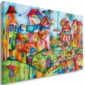Canvasbillede, farverig by 