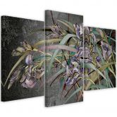 Leinwandbild 3 teilig, Iris Blumen im Wind 