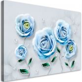 Leinwandbild, Blaue 3D Rosen Blume 