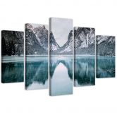 Canvasdoek 5 stuks, berglandschap meer 