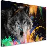 Leinwandbild, Wolf auf farbenfrohen Hintergrund 