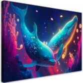 Leinwandbild, Neon-Wale unter Wasser 
