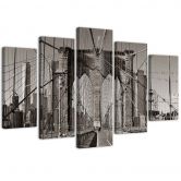 Leinwandbild 5 teilig, Brooklyn-Brücke New York 