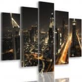 Wandbild 5-teilig, Dubai at Night Stadt Panorama 