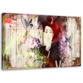 Leinwandbild, Mädchen mit Hut Shabby Chic 