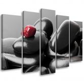 Leinwandbild 5 teilig, Schwarze Zen-Steine 