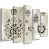 Leinwandbild 5 teilig, Florale geometrische Formen 