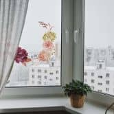 Fensterbild Blütenpracht im Herbstkranz | Florale Fensterdeko 