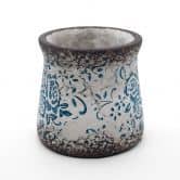 Vintage Blumentopf Beton Florales Muster - 12x12 cm 