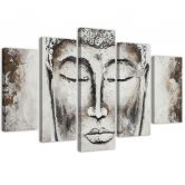 Leinwandbild 5 teilig, Buddha Grey Zen Spa 