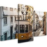 Leinwandbild 3-teilig, Straßenbahn Lissabon Stadt Gelb 