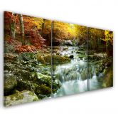Leinwandbild 3-teilig, Herbst Wald Wasserfall Felsen 