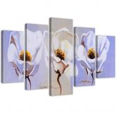 Leinwandbild 5 teilig, Blumen Weiß Natur 