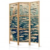 Japanischer Paravent, Raumteiler freistehend, Trennwand - Life in the Ocean in Retro Style 