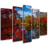 Leinwandbild 5 teilig, Japanische Gartenlandschaft 