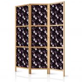 Japanischer Paravent, Raumteiler freistehend, Trennwand - Birds Among Flowers - Purple 