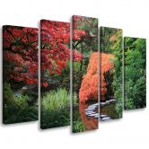 Leinwandbild 5 teilig, Japan Garten Wald 