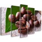 Wandbild 5-teilig, Kaffeebohnen-Blatt 