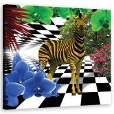 Canvas schilderij, Kleurrijke zebra dieren 
