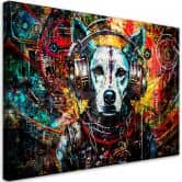 Leinwandbild, Hund mit Kopfhörern 