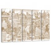 Leinwandbild 5 teilig, Fröhliche Stadt 