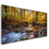 Leinwandbild 3-teilig, Wald Herbst Bach Natur 