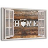 Leinwandbild, Fensterblick Home Herz Retro 