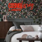 COSMOPOLITAN Blüten Tapeten Design Schwarz Rosa - Botanische Vliestapete modern 