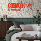 COSMOPOLITAN Blumen Trend-Tapete Creme Apricot - Vliestapete Blüten und Blätter 